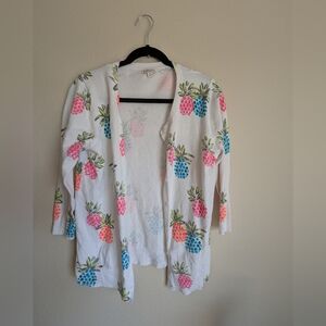 Merona Colorful Pineapple Print Cardigan Size L